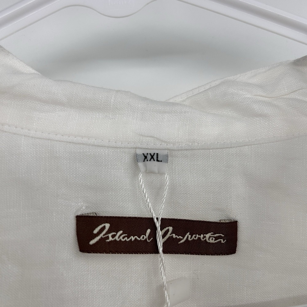Mens‎ 100% Linen Button Down Long Sleeve Shirt Size XXL White Beachy Wedding - Picture 9 of 14
